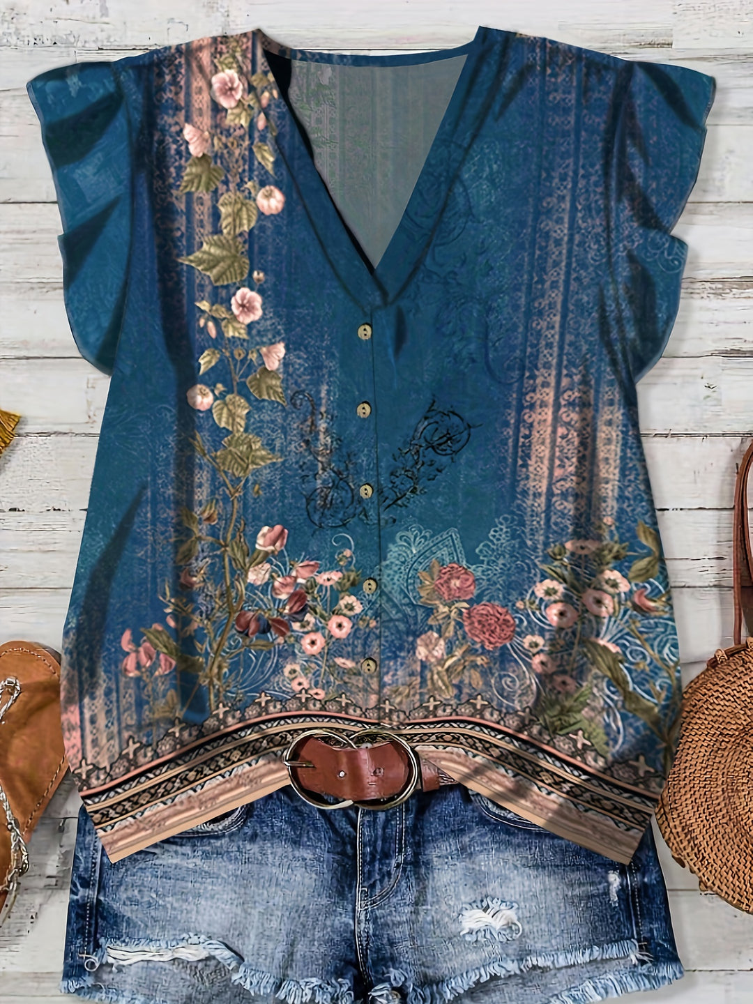 Haven - Summer V-Neck Pullover Blouse