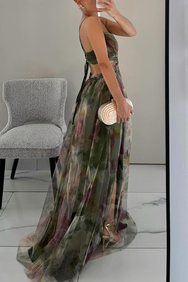 Cindy - Chic Floral Print A-line Maxi Dress