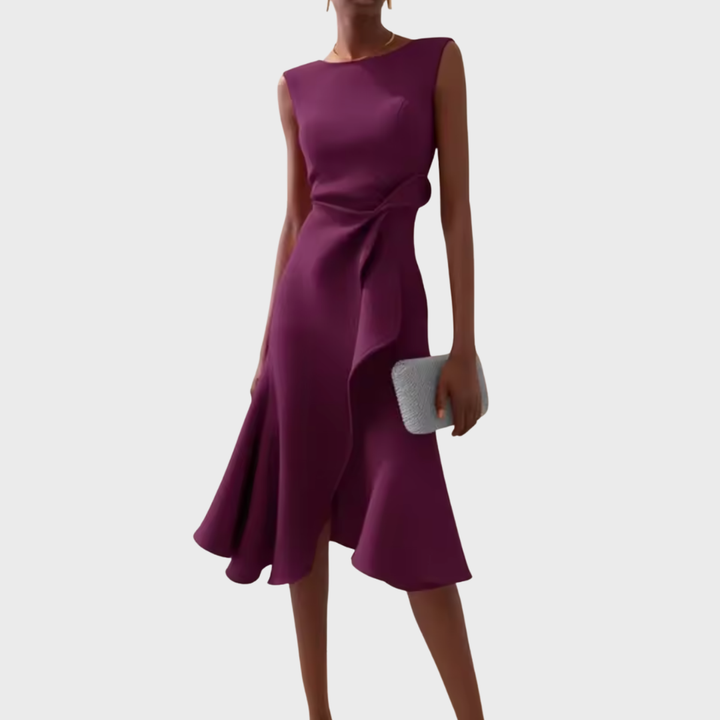 Sheila - Draped Asymmetric Midi Dress