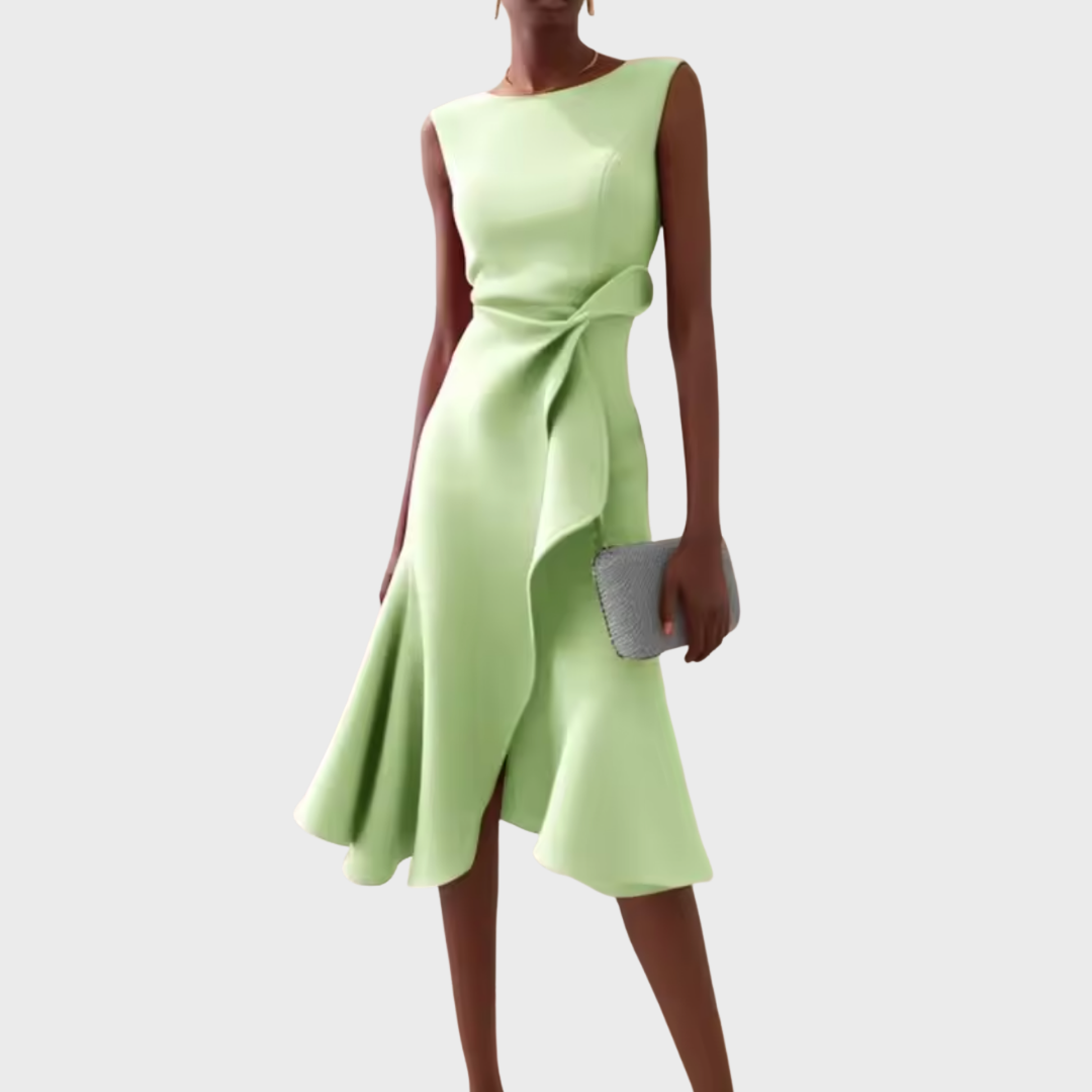 Eleanor - Women’s Draped Asymmetric Midi Dress