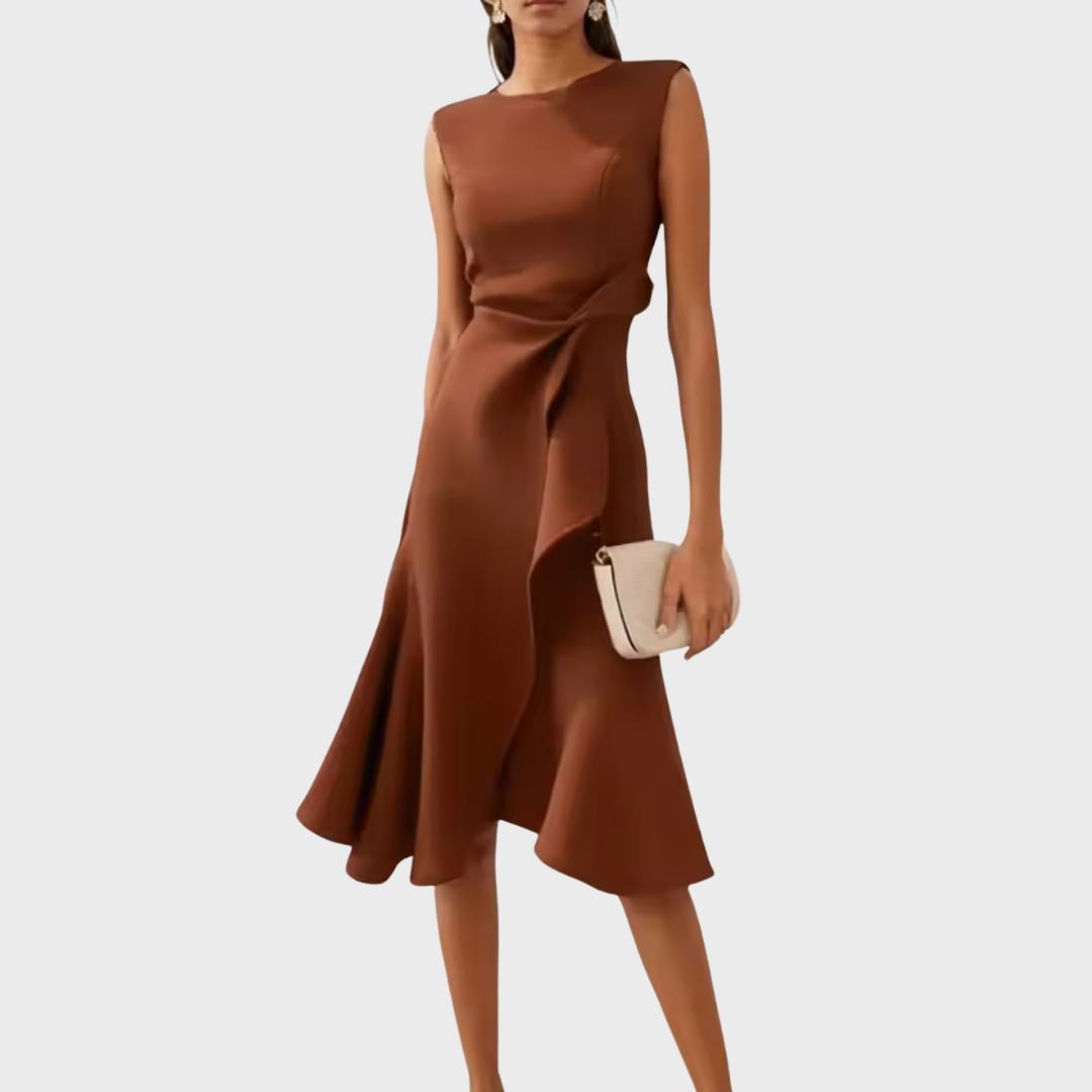 Eleanor - Women’s Draped Asymmetric Midi Dress