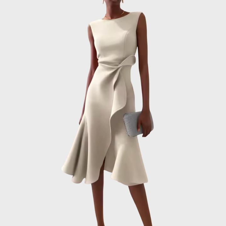 Eleanor - Women’s Draped Asymmetric Midi Dress