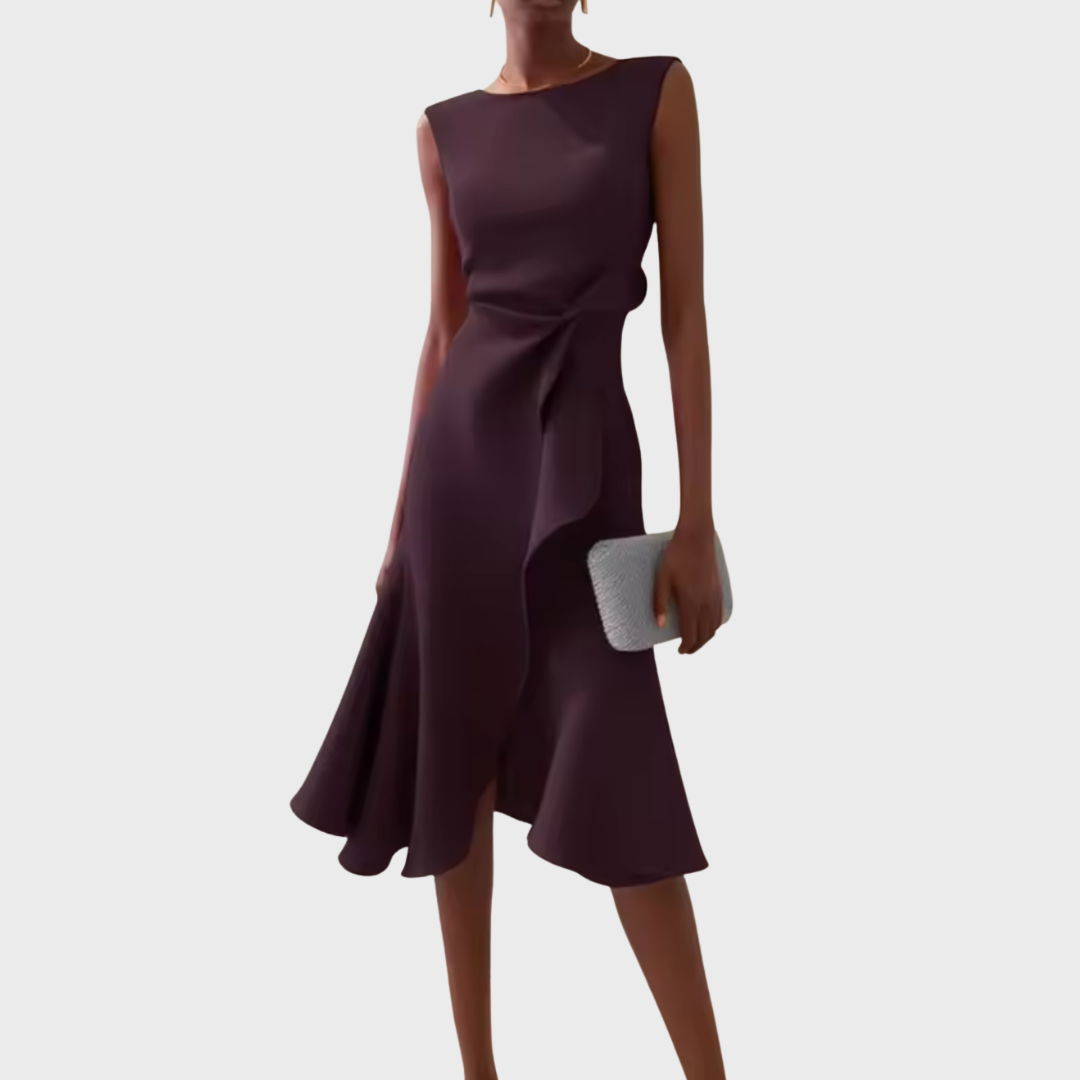 Sheila - Draped Asymmetric Midi Dress