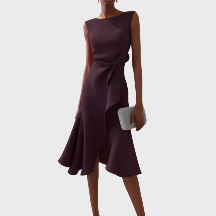 Sheila - Draped Asymmetric Midi Dress