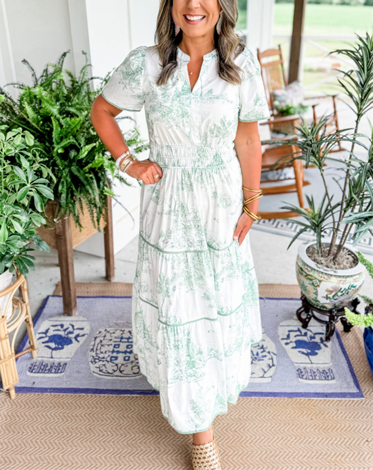 Camille - Classic Toile Maxi Dress