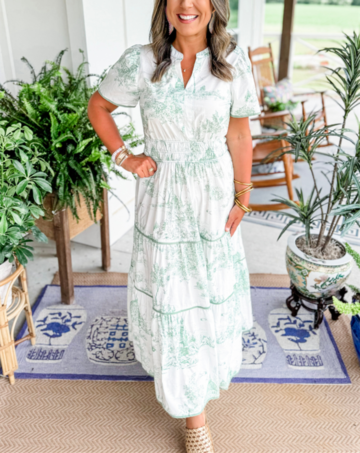 Camille - Classic Toile Maxi Dress