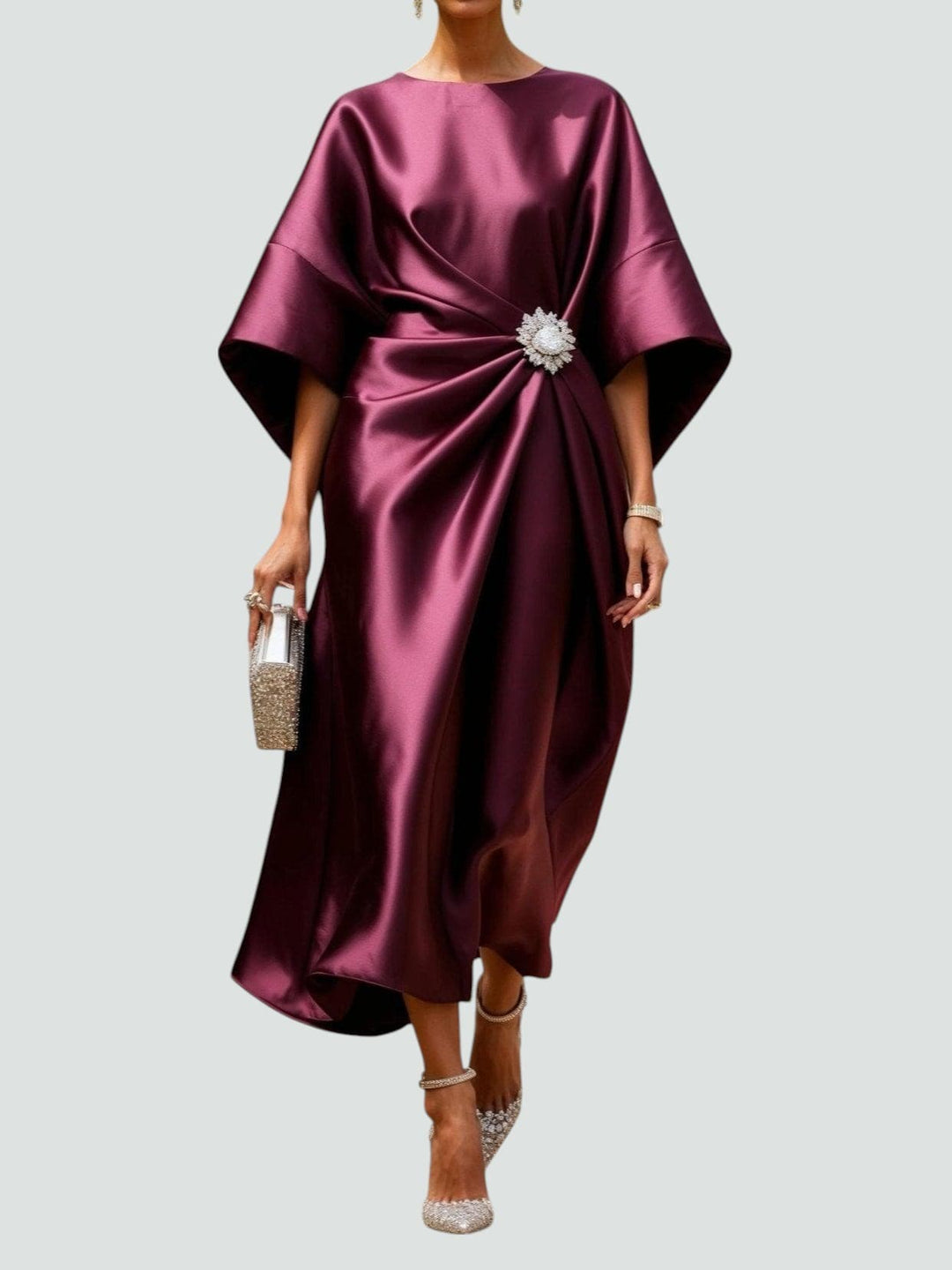 Heather - Elegant Long Dress With Lantern Sleeves