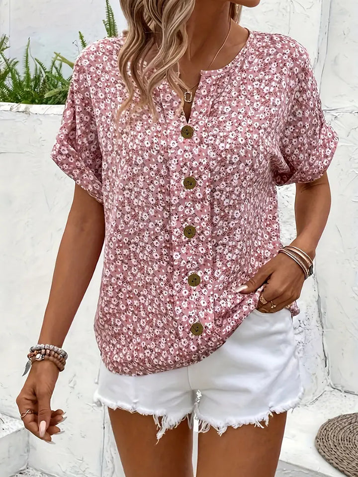 Verna - Chic Floral Print Spring Blouse