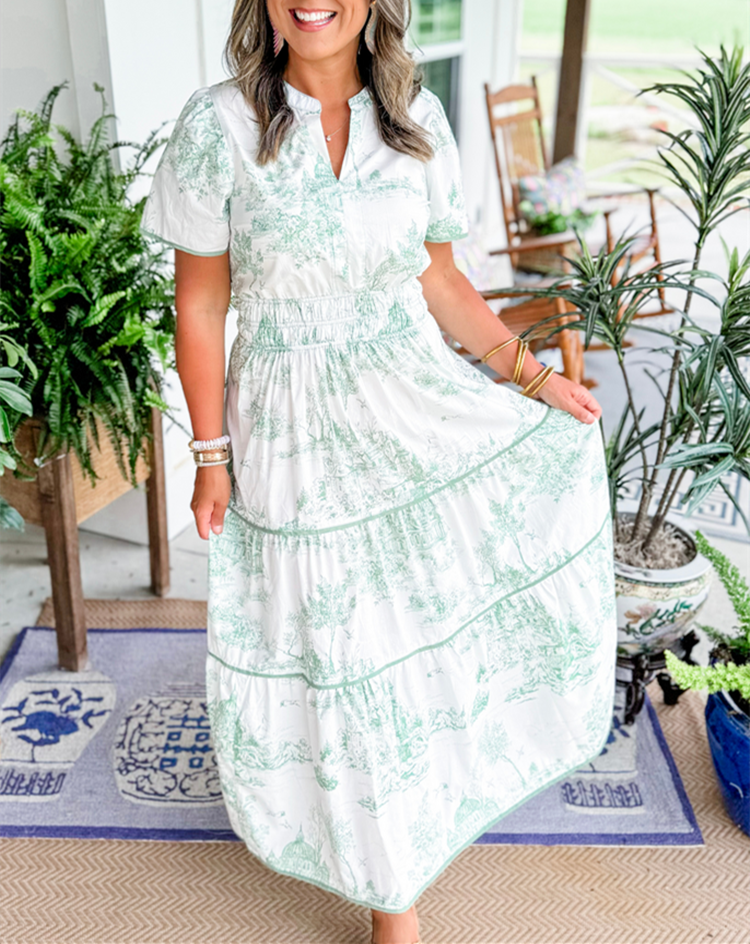 Camille - Classic Toile Maxi Dress