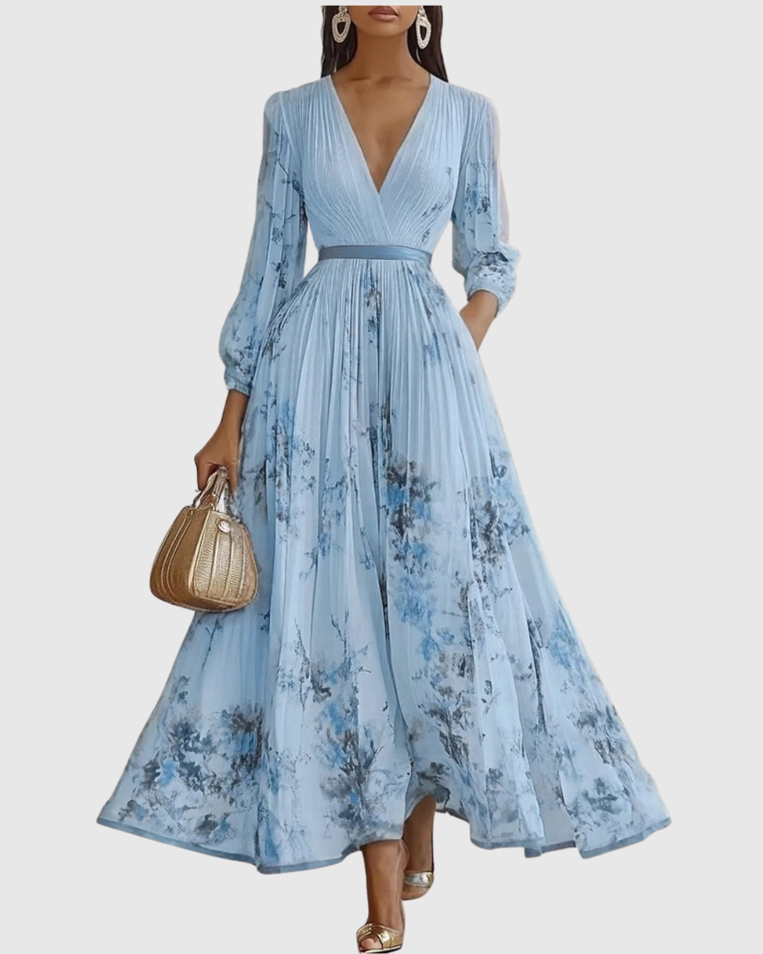 Rowella - Women Elegant Pleated Maxi Dress