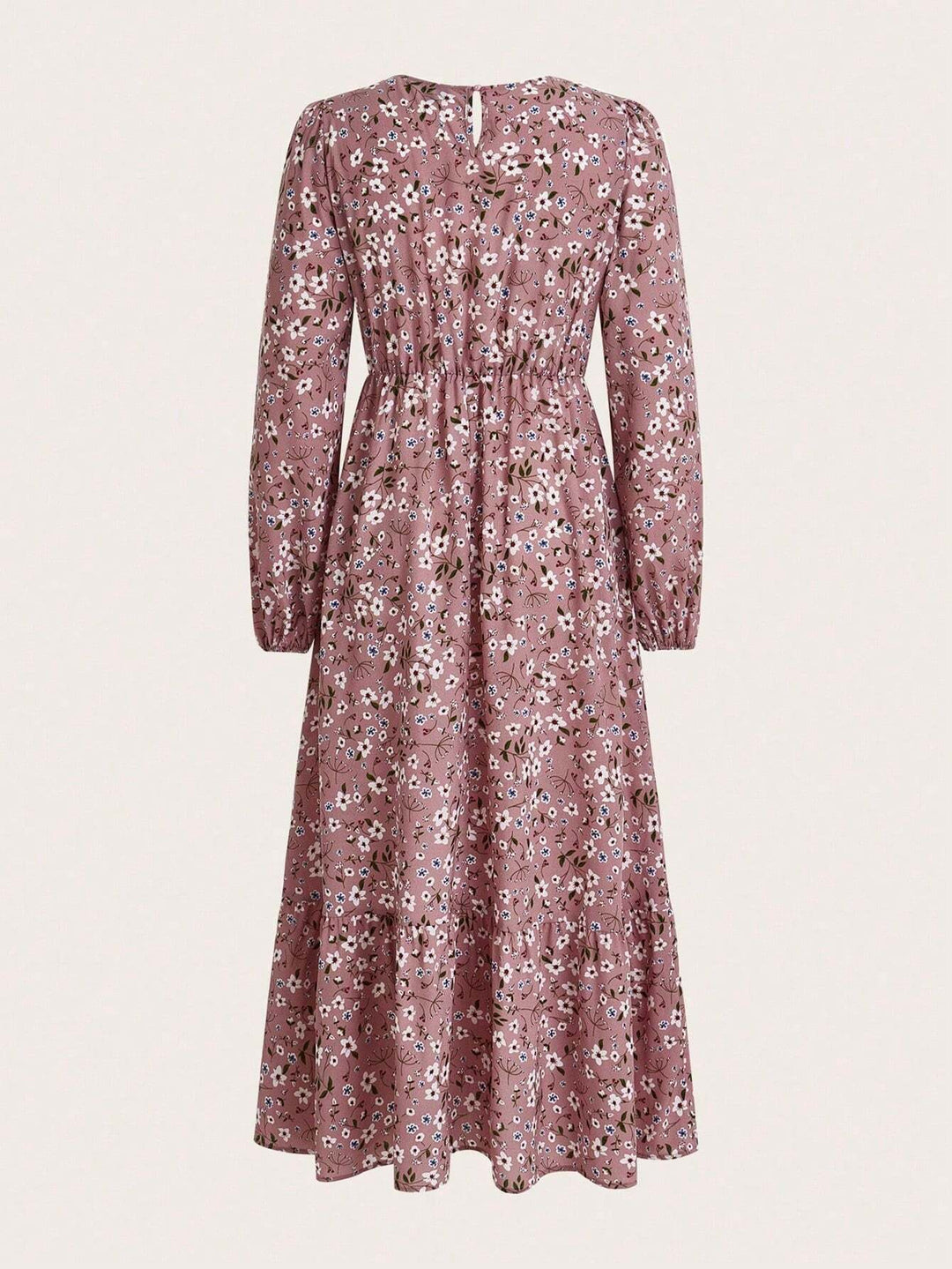 Flora - Chic Floral Print Smocked Waist Maxi Dress
