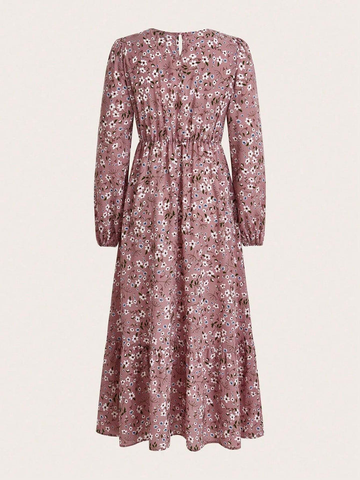 Flora - Chic Floral Print Smocked Waist Maxi Dress