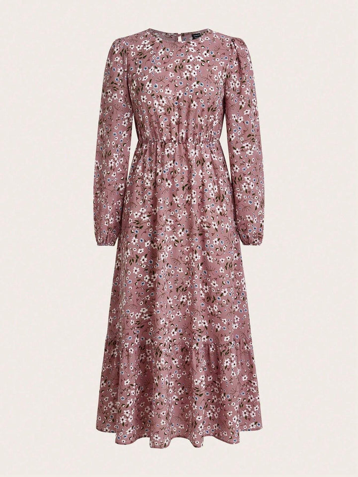 Flora - Chic Floral Print Smocked Waist Maxi Dress