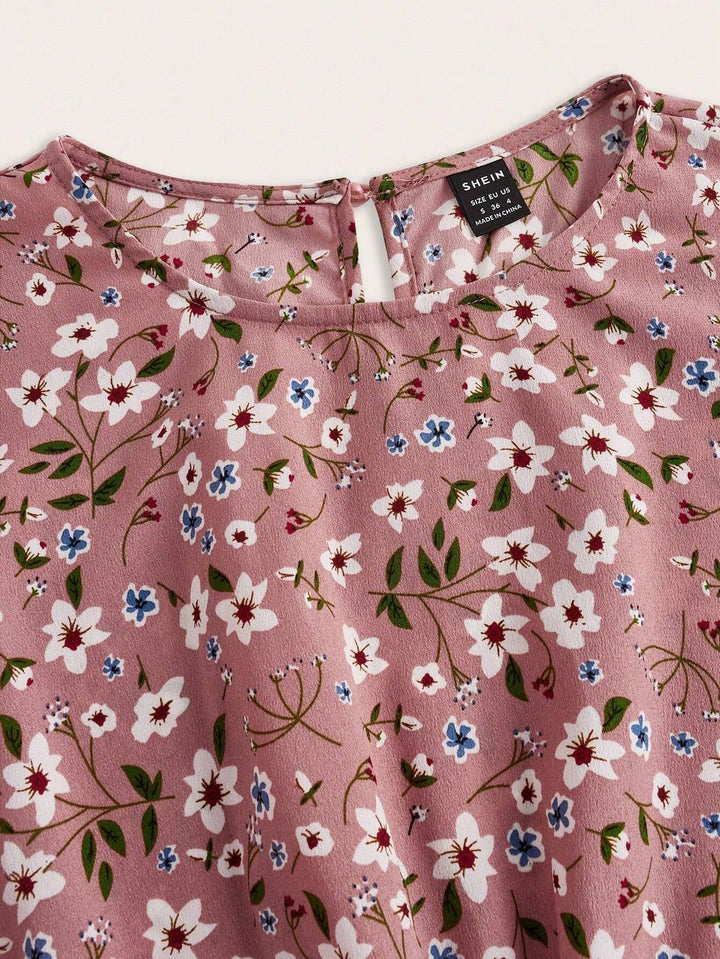 Flora - Chic Floral Print Smocked Waist Maxi Dress