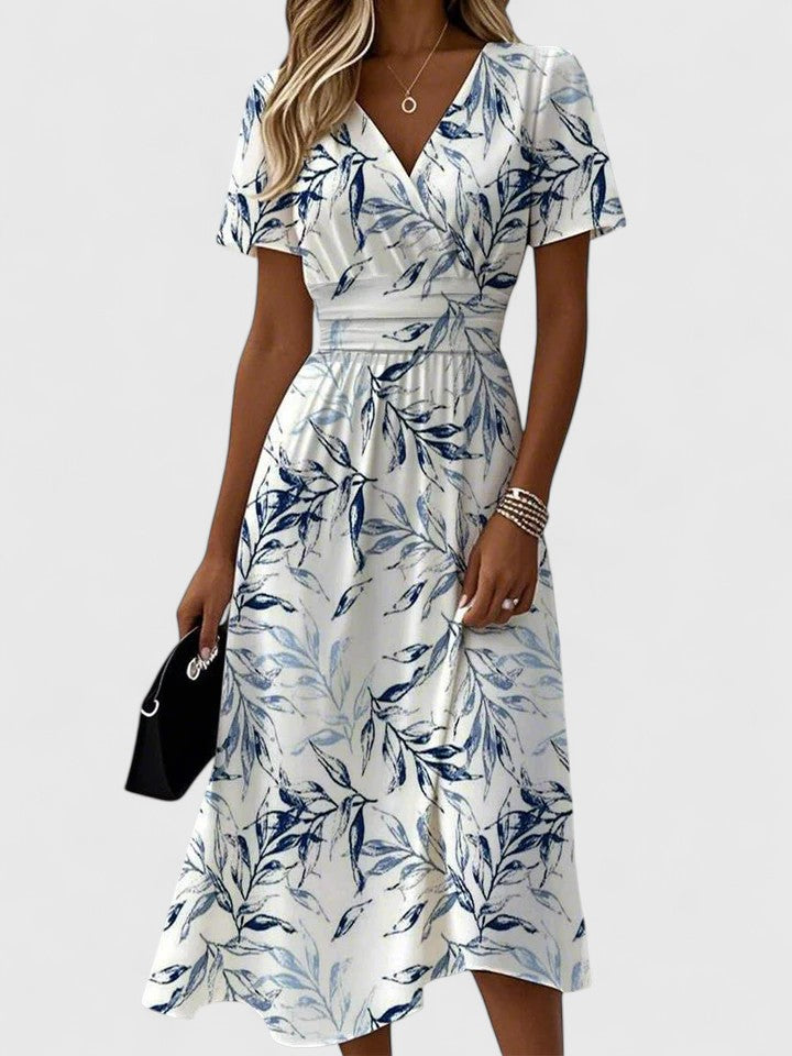 Flora - Women Floral Print Wrap Midi Dress