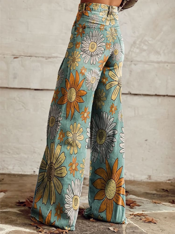 Eleanor - Wide Leg Jeans with Bold Floral Print for Women