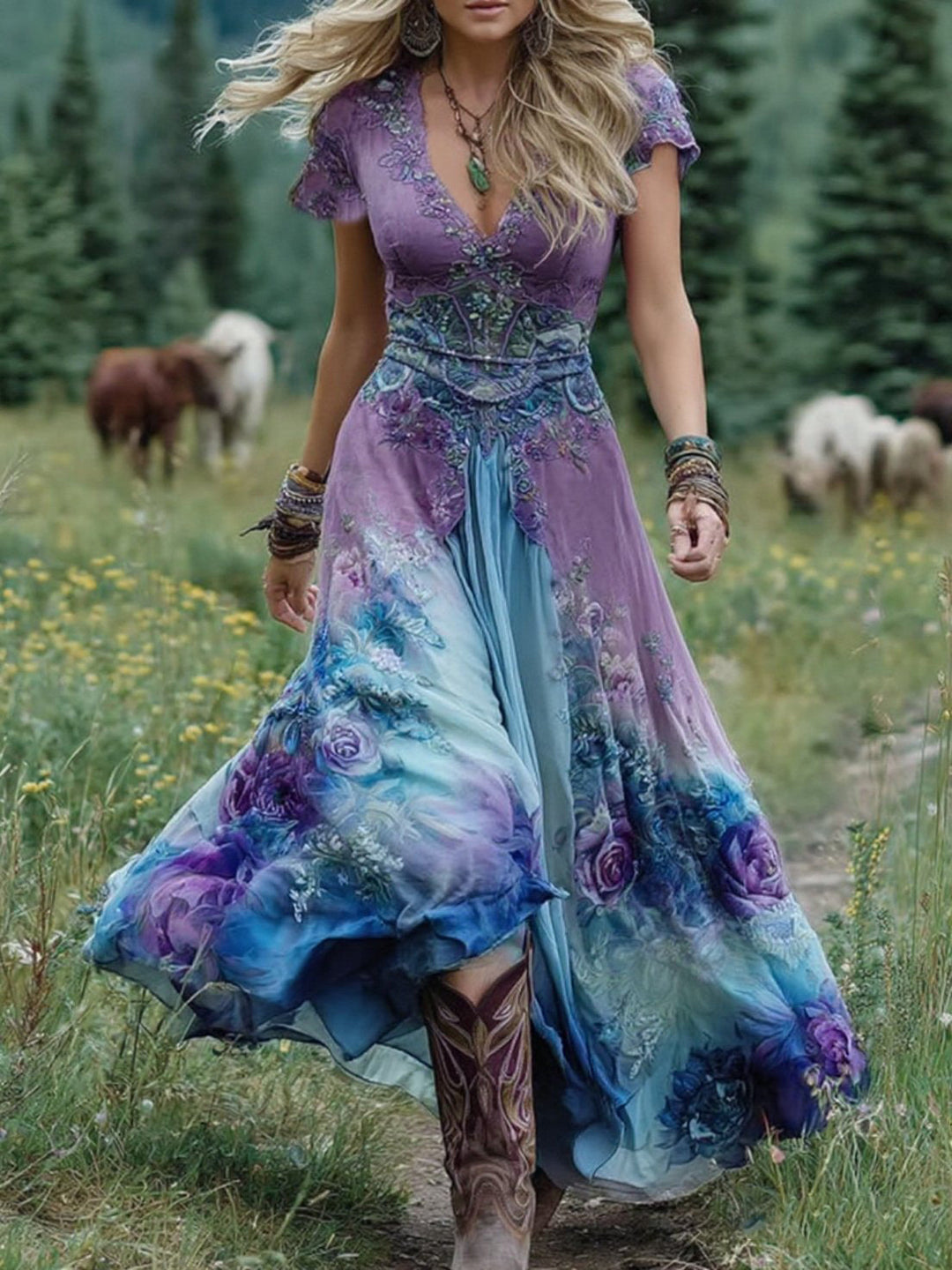 Ava - Unique Floral Maxi Dress