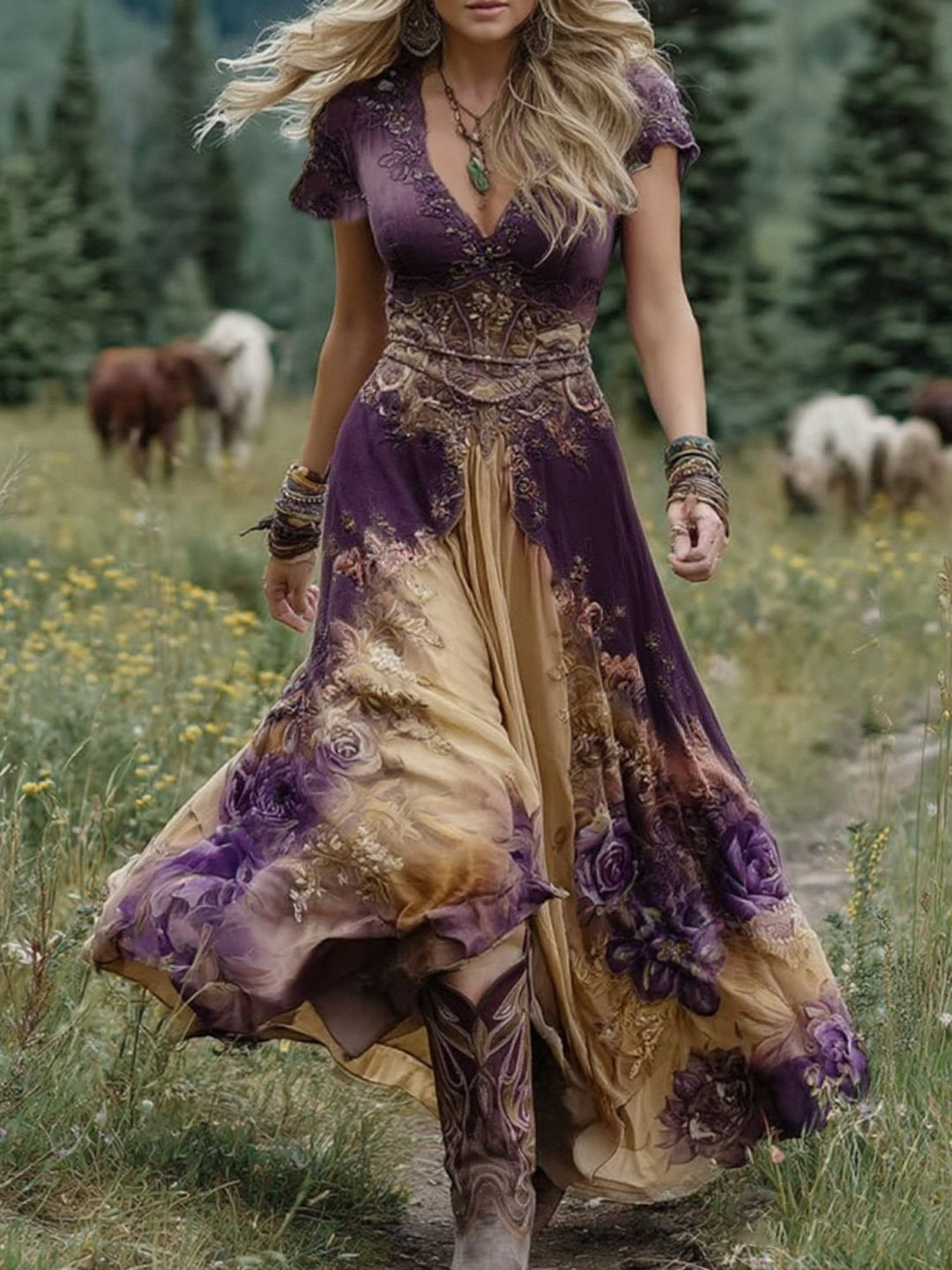 Ava - Unique Floral Maxi Dress