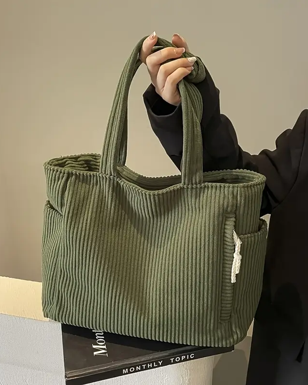 Lalevic – Ribbed Tote Bag Cord Detail Pockets