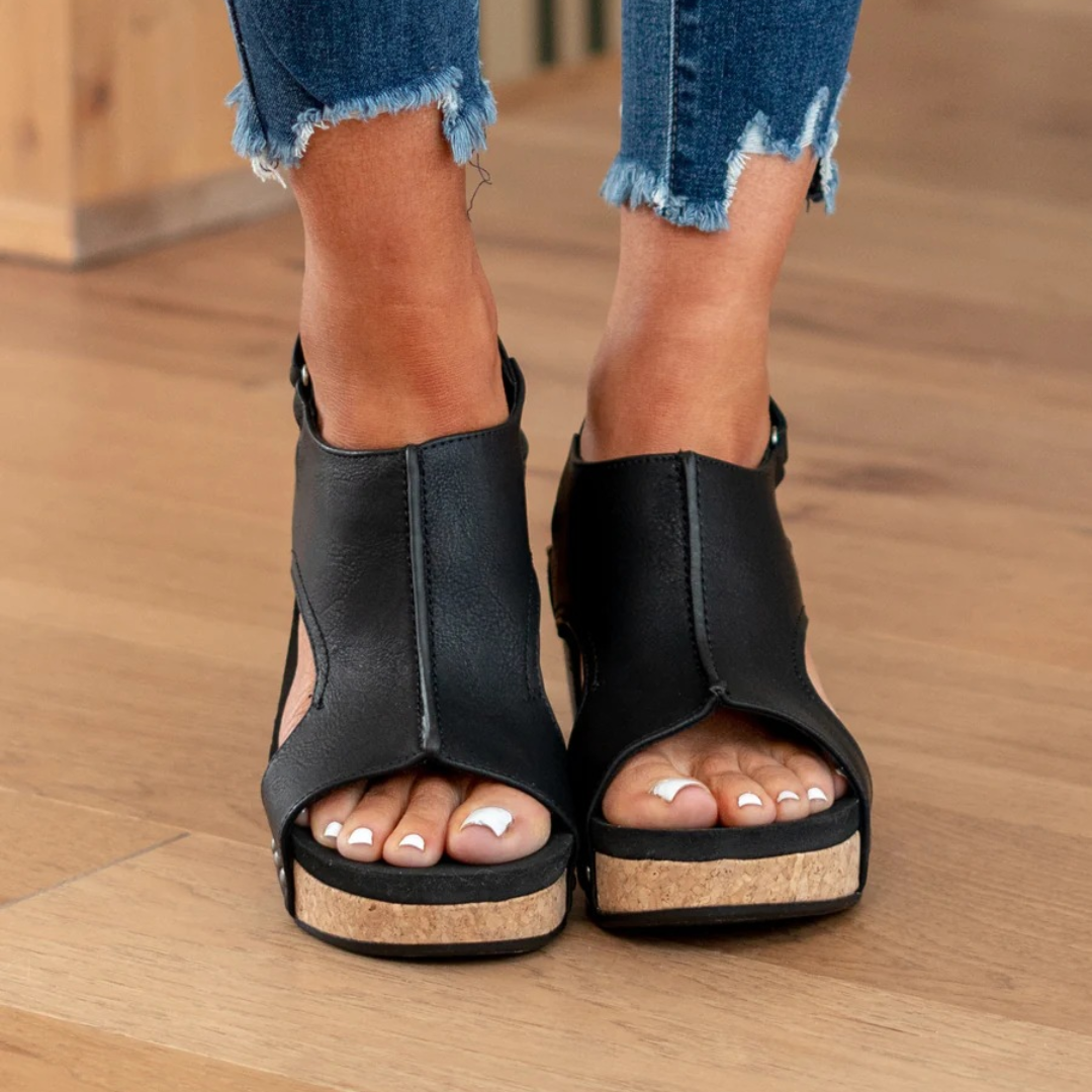 Linda - Suede Wedge Platform Sandals