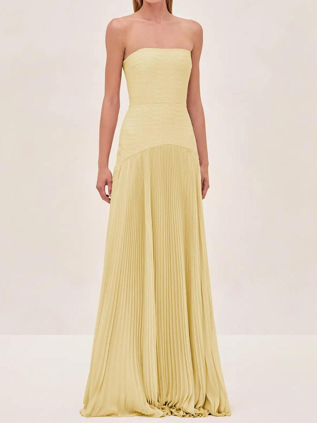 Ruby - Chic Strapless Pleated Maxi Dress