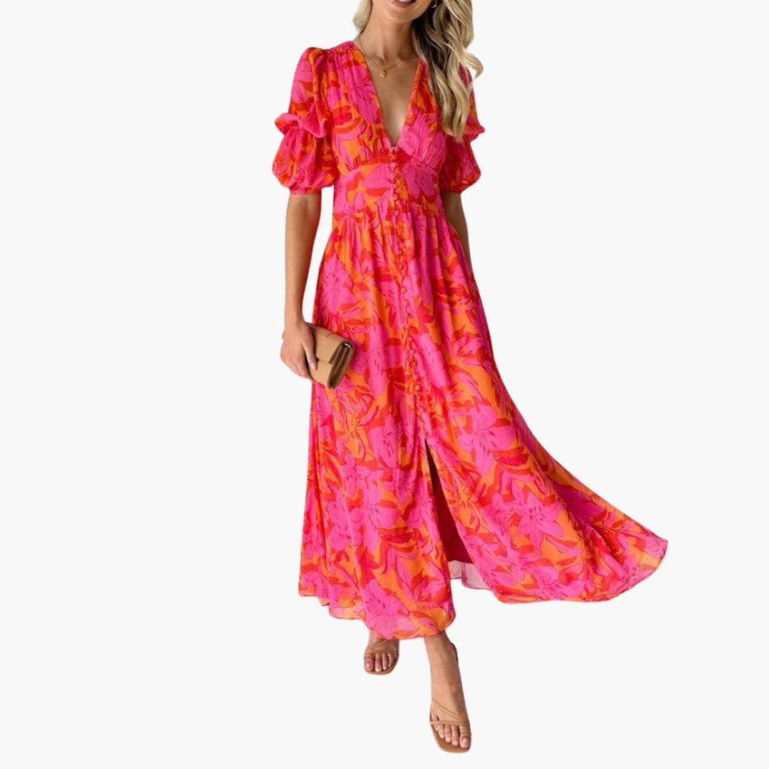 Grace - Elegant V-Neck Maxi Dress for Women