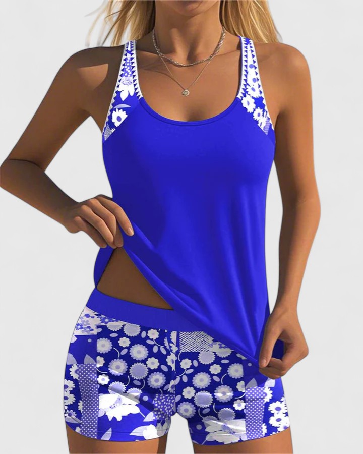 Violet - Women’s Floral Print Tankini Swimsuit