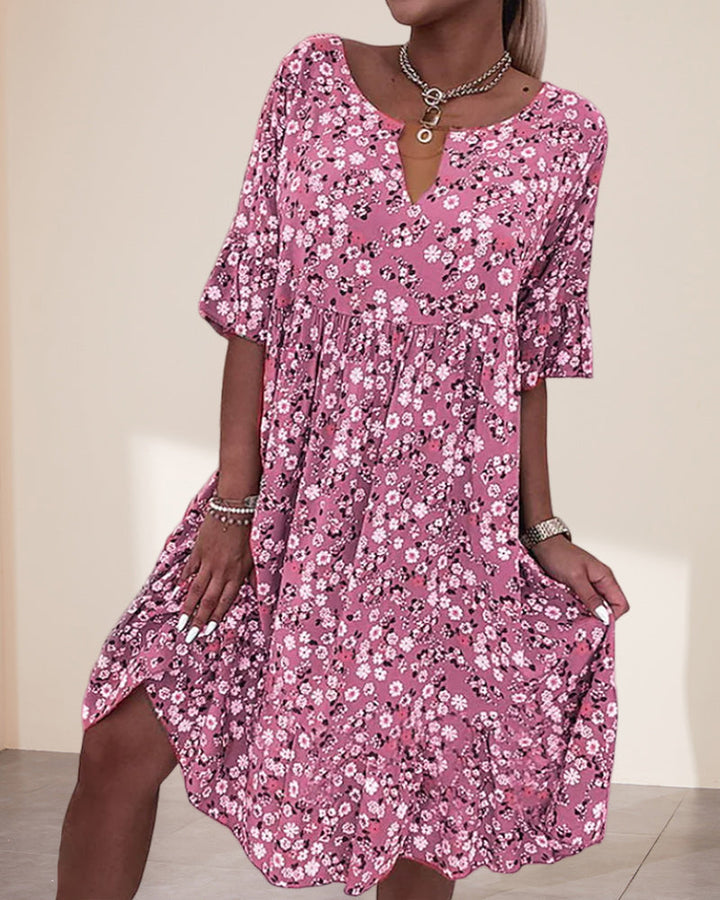 Stella - Women Floral Short Sleeve Midi Dress