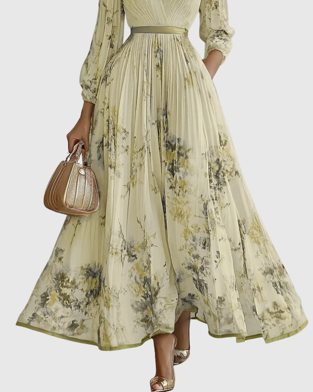 Rowella - Women Elegant Pleated Maxi Dress