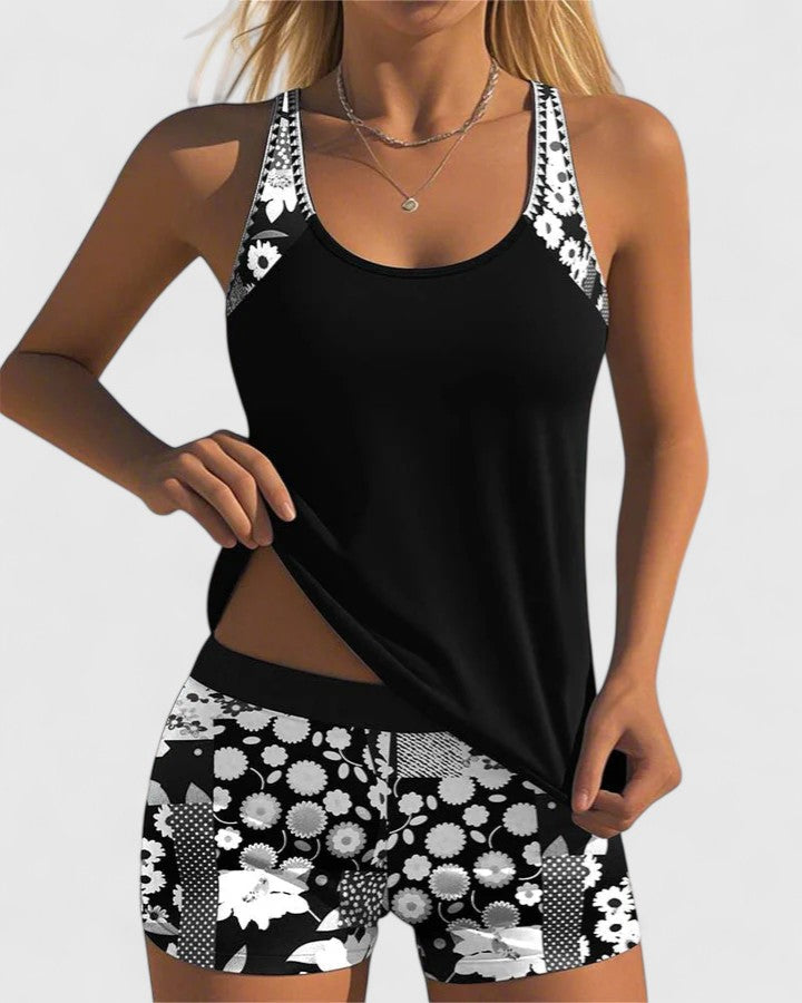 Violet - Women’s Floral Print Tankini Swimsuit