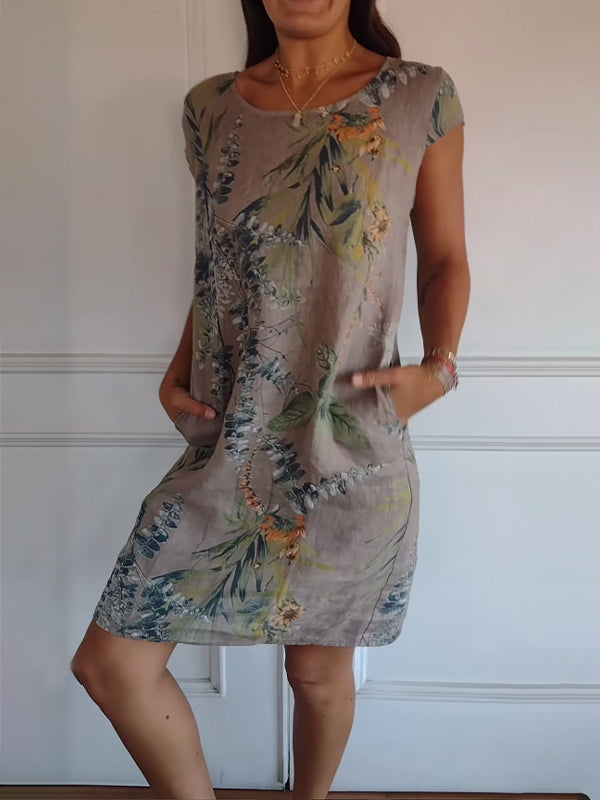 Marilyn - Comfortable Round Neck Floral Dress