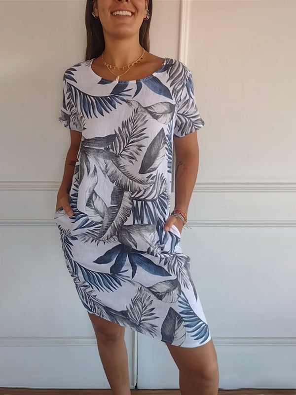 Marilyn - Comfortable Round Neck Floral Dress