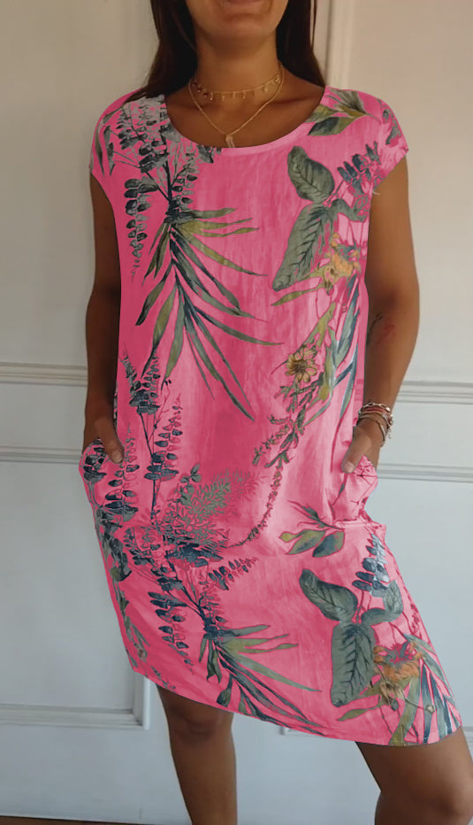 Marilyn - Comfortable Round Neck Floral Dress