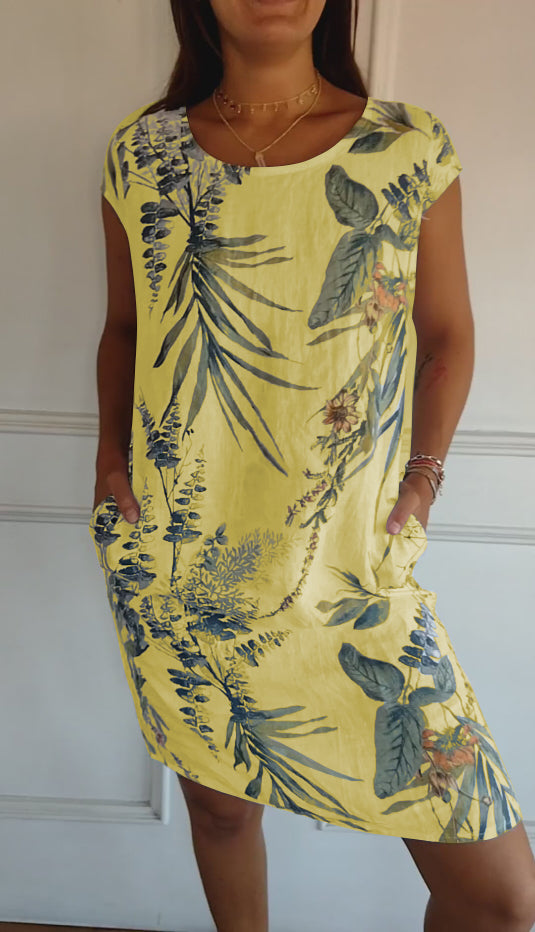 Marilyn - Comfortable Round Neck Floral Dress
