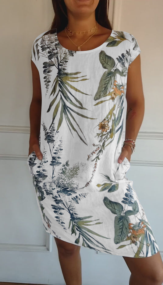 Marilyn - Comfortable Round Neck Floral Dress