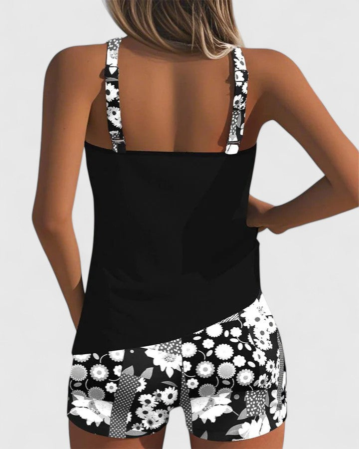 Violet - Women’s Floral Print Tankini Swimsuit