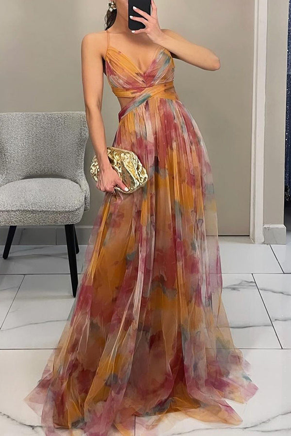 Cindy - Chic Floral Print A-line Maxi Dress