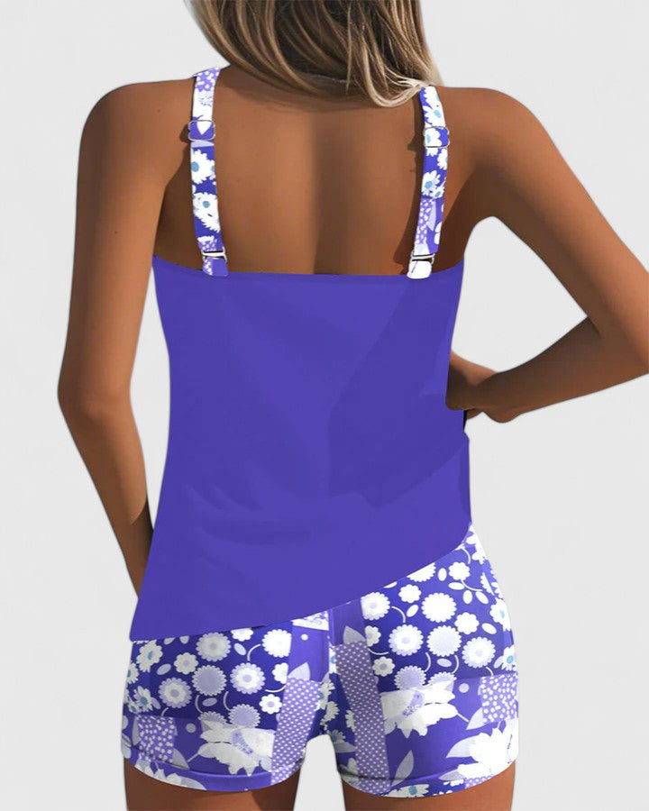 Violet - Women’s Floral Print Tankini Swimsuit