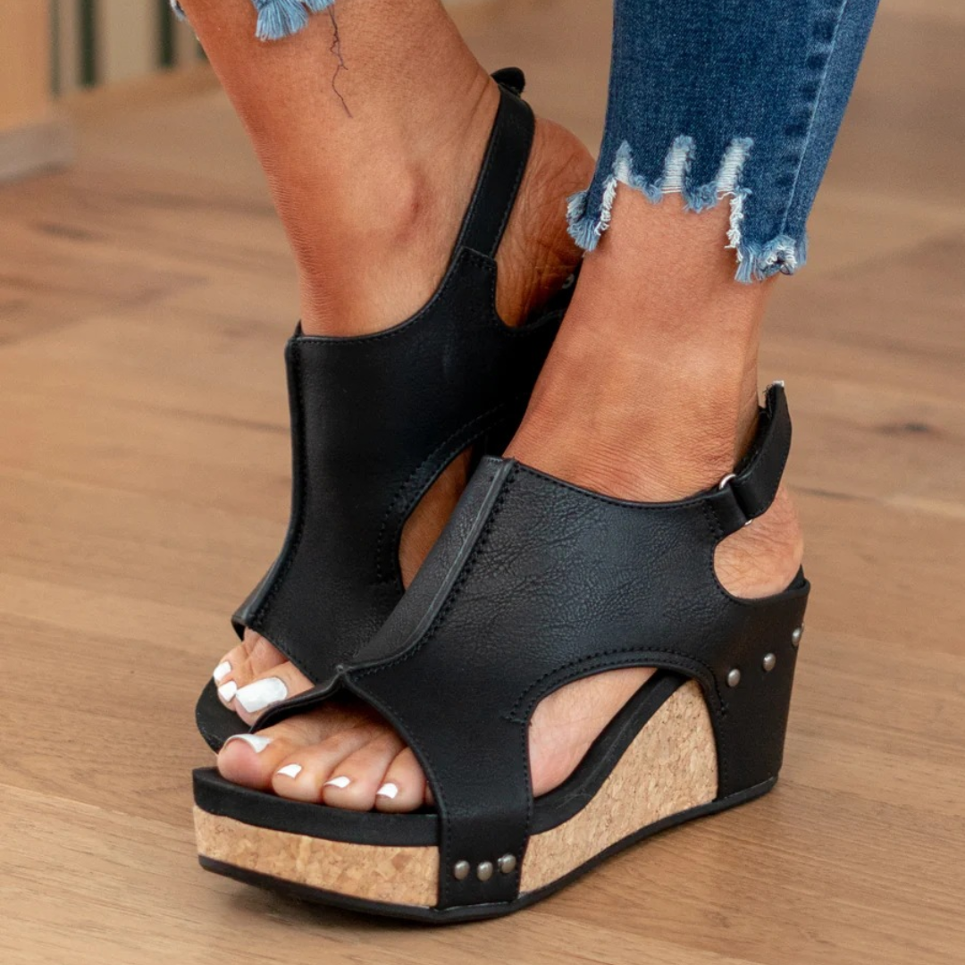 Linda - Suede Wedge Platform Sandals