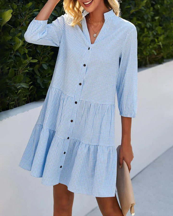Lorraine - Elegant Summer Check Dress