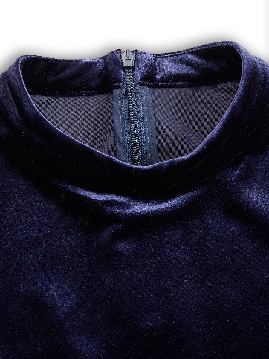 Sibella - Navy Long-Sleeve Formal Midi Dress