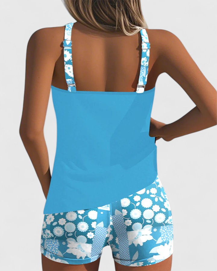 Violet - Women’s Floral Print Tankini Swimsuit