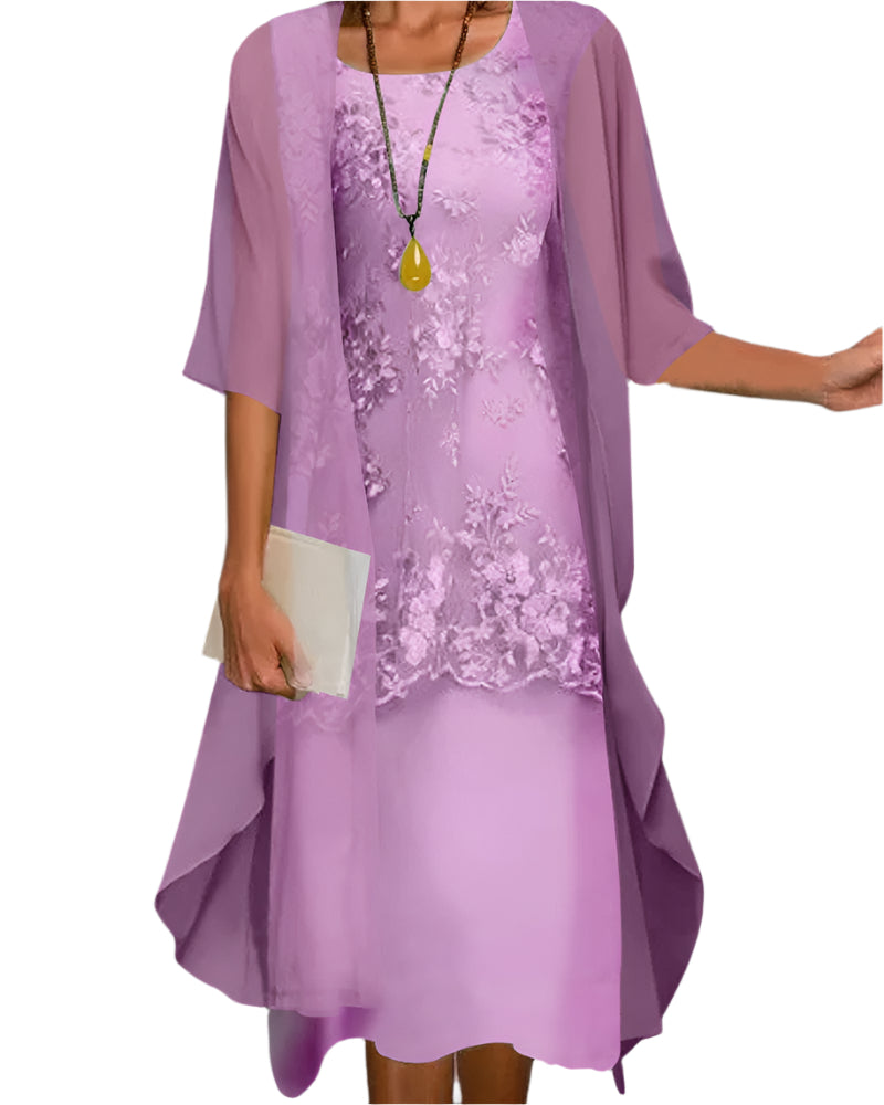 Carol - Women Wedding Guest Dress with Flowing Sheer Sleeve