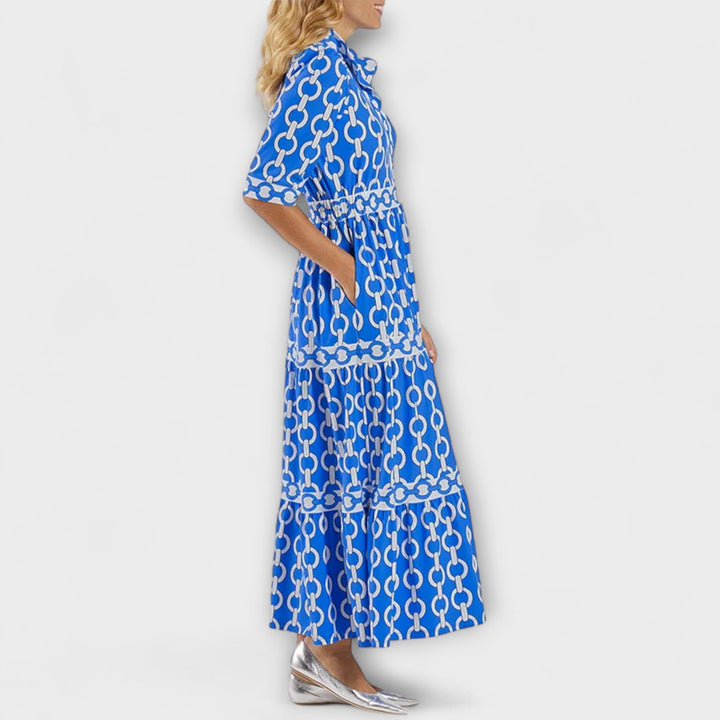 Wendy - Summer Midi Dress with Chain Pattern