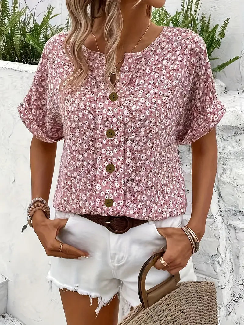 Verna - Chic Floral Print Spring Blouse