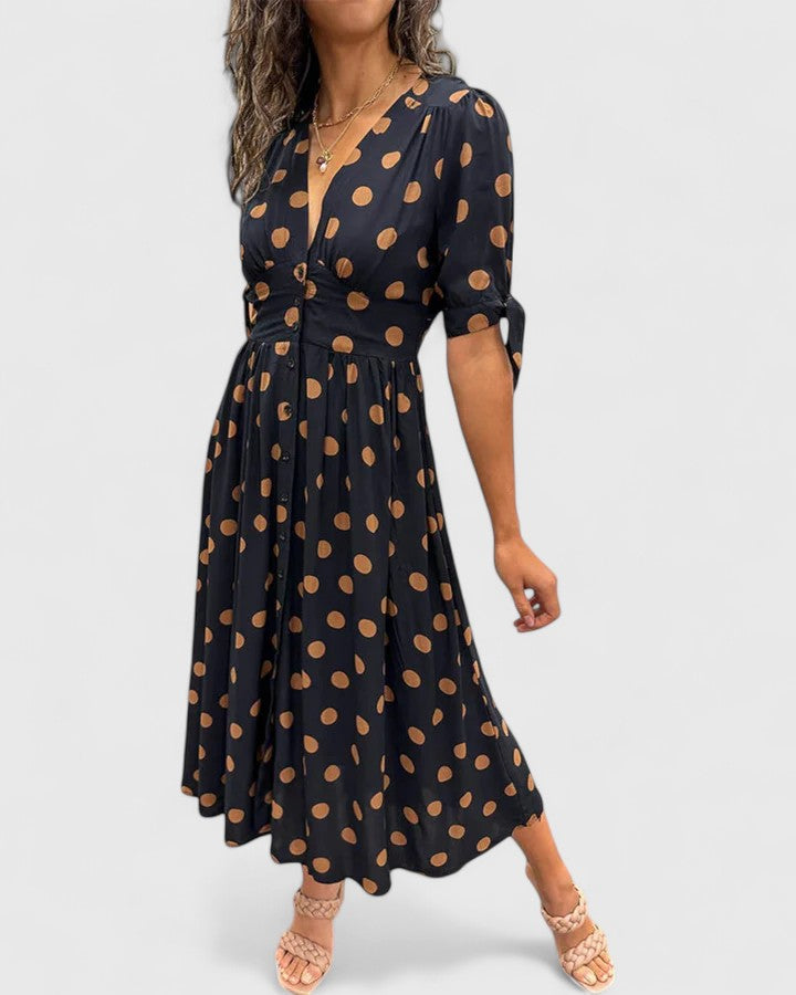 Colette - Sophisticated Polka Dot Maxi Dress