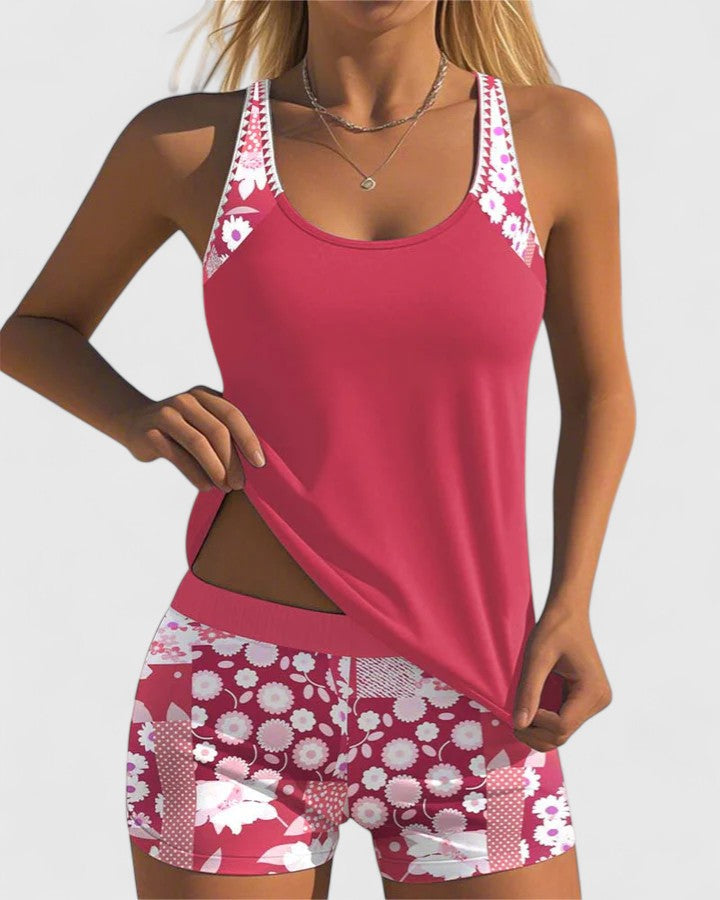 Violet - Women’s Floral Print Tankini Swimsuit