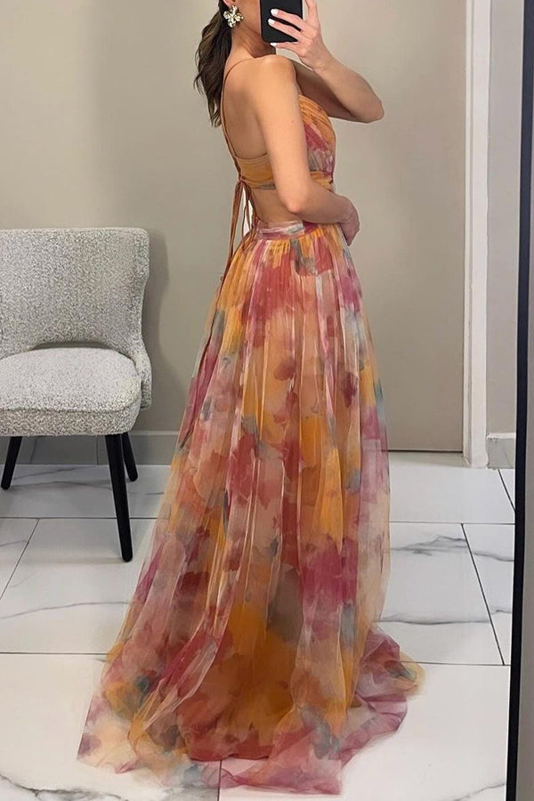 Cindy - Chic Floral Print A-line Maxi Dress