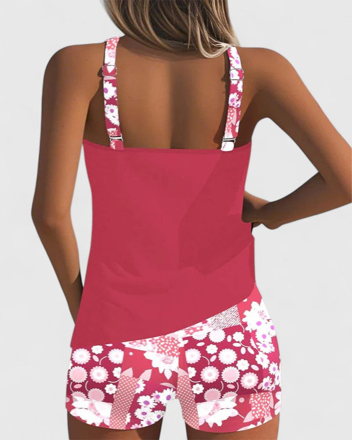 Violet - Women’s Floral Print Tankini Swimsuit