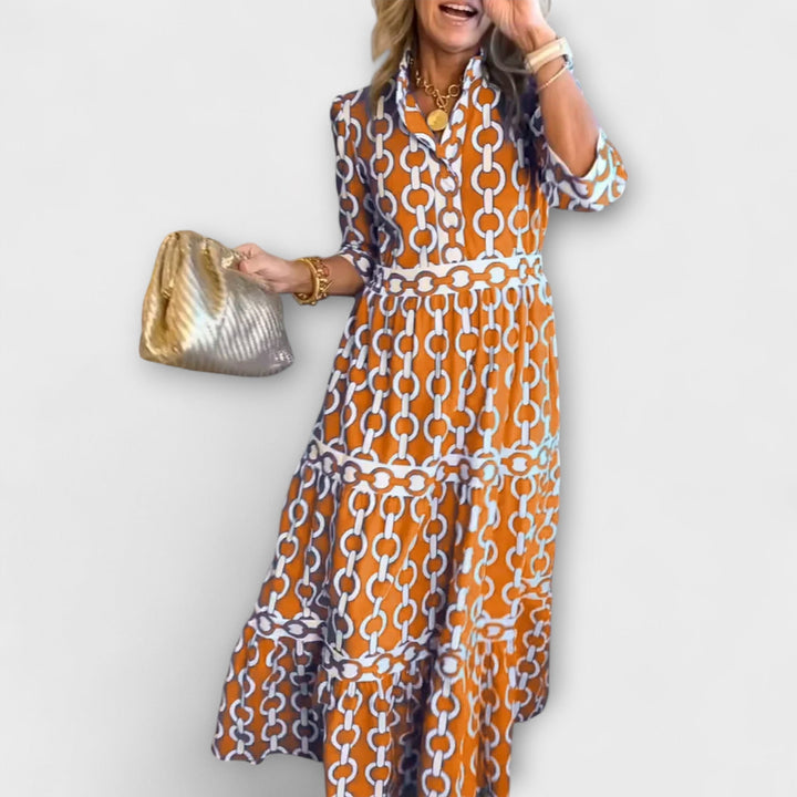 Wendy - Summer Midi Dress with Chain Pattern
